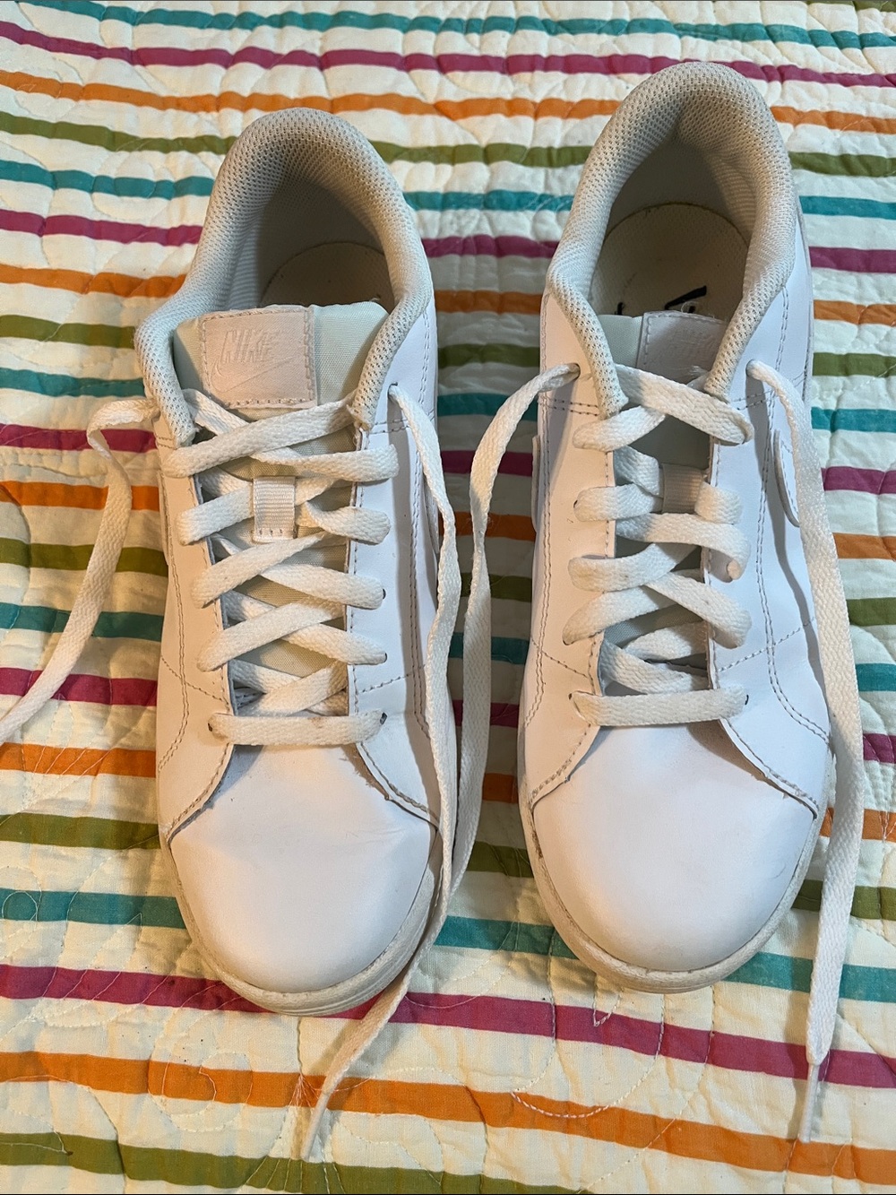 Nike White Kids Low-Top Leather Sneakers